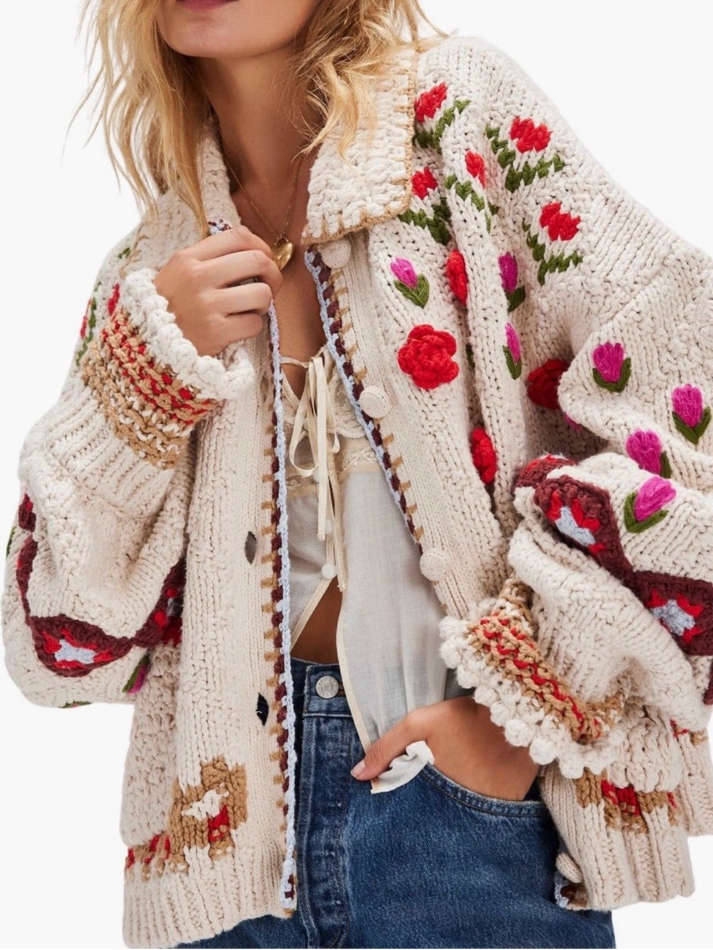 NWT Free People Oversized RoseBud Cardi Cardigan Size S Small